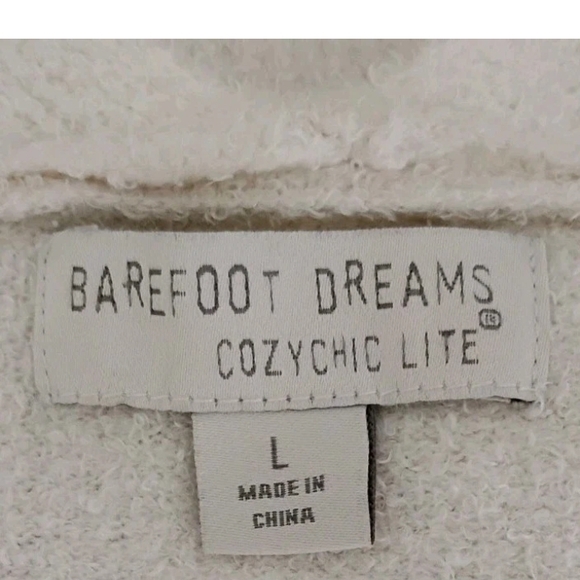 Barefoot Dreams CozyChic Lite Cardigan Button Front Cream Women's Size L - Picture 3 of 3